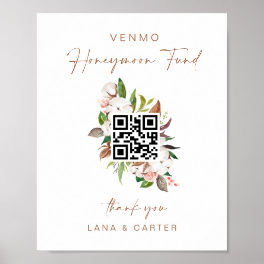 Honeymoon Fund Wedding Cash Cadeau Tafel Teken Poster (Voorkant)