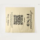 Honeymoon Fund Wedding QR Butter Gele Achtergrond Wandkleed (Voorkant (horizontaal))