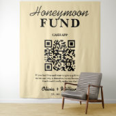 Honeymoon Fund Wedding QR Butter Gele Achtergrond Wandkleed (In situ)