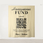 Honeymoon Fund Wedding QR Butter Gele Achtergrond Wandkleed (Voorkant)