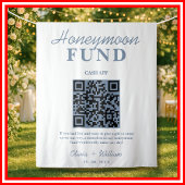 Honeymoon Fund Wedding QR Dusty Blue Achtergrond Wandkleed