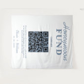 Honeymoon Fund Wedding QR Dusty Blue Achtergrond Wandkleed (Voorkant (horizontaal))