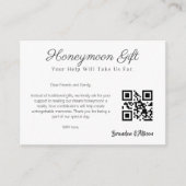 Honeymoon Fund Wedding Registry Gift QR Code Informatiekaartje (Voorkant)