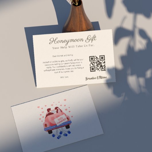 Honeymoon Fund Wedding Registry Gift QR Code Informatiekaartje