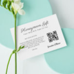 Honeymoon Fund Wedding Registry Gift QR Code Informatiekaartje<br><div class="desc">Introductie van onze veelzijdige bijsluiter voor bruiloften, waar elk detail volledig aanpasbaar is. Van uw namen tot betaalgegevens (Venmo, PayPal, Zelle, enz.), een scanbare QR-code en een oprechte boodschap aan de creëer bevatten een echt uniek huwelijksontwerp. Of u nu bijdragen vraagt aan uw reisfonds of een eenvoudige en elegante wenskaart...</div>