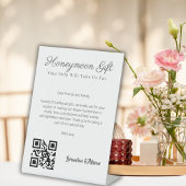 Honeymoon Fund Wedding Registry Gift QR Code Reclamebord Met Voetstuk