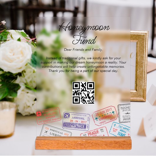 Honeymoon Fund Wedding Registry Reisaanvraag Acryl Bord