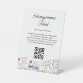 Honeymoon Fund Wedding Registry Reisaanvraag Reclamebord Met Voetstuk (Voorkant)