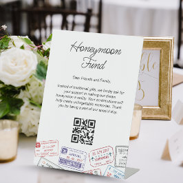 Honeymoon Fund Wedding Registry Reisaanvraag Reclamebord Met Voetstuk