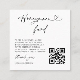 Honeymoon Fund Wedding Request Enclosure QR Card Vierkante Visitekaartje