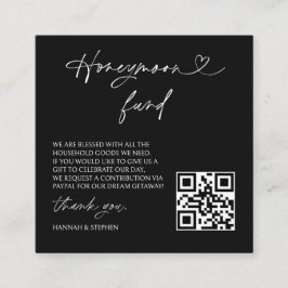 Honeymoon Fund Wedding Request Enclosure QR Card Vierkante Visitekaartje