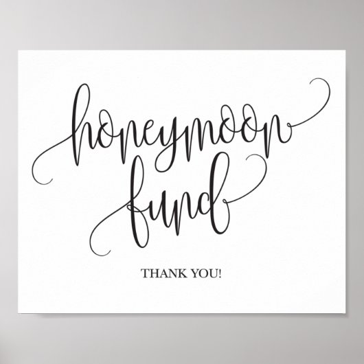 Honeymoon Fund Wedding Sign. Poster (Voorkant)