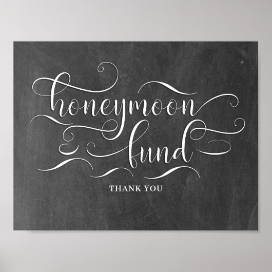 Honeymoon Fund Wedding Sign. Poster (Voorkant)
