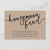 Honeymoon Fund Wish Cash, moderne rustieke bruilof Informatiekaartje (Voorkant)