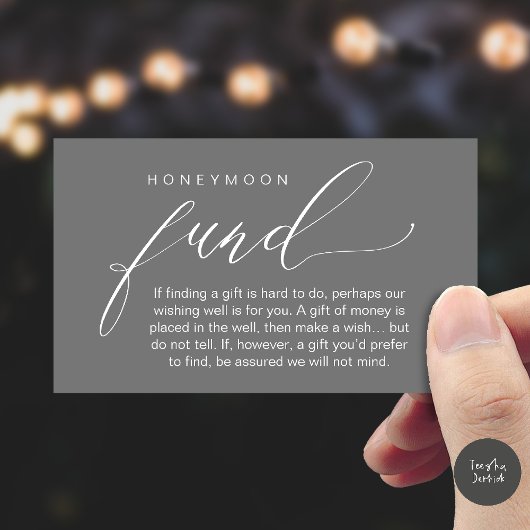 Honeymoon Fund Wishing Well, Wish, A Note On Gifts Informatiekaartje