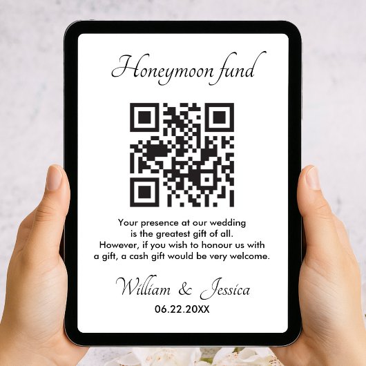 Honeymoon Fund With QR Code Enclosure Card Kaart