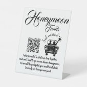 Honeymoon Funding QR Code Wedding Reclamebord Met Voetstuk (Voorkant)
