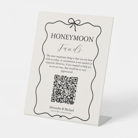 Honeymoon Funds Whimsical Italiaanse Doodle Weddin Reclamebord Met Voetstuk (Voorkant)