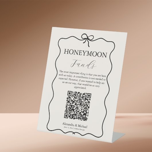 Honeymoon Funds Whimsical Italiaanse Doodle Weddin Reclamebord Met Voetstuk