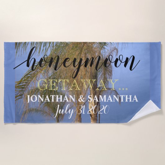 Honeymoon Getaway Palm Trees Beach Towel Strandlaken (Voorkant)