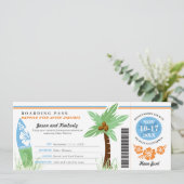 Honeymoon Gift Boarding Pass Palm Tree Surf Board Kaart (Staand voorkant)
