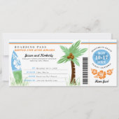 Honeymoon Gift Boarding Pass Palm Tree Surf Board Kaart (Voorkant)