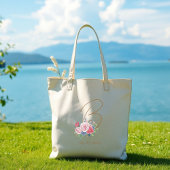 Honeymoon gift, Elegant floral bag with initial Tote Bag