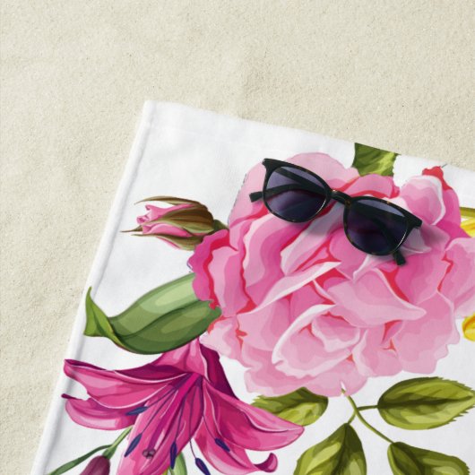 Honeymoon Gifts Personalized Asiatic Lilies Custom Strandlaken (In situ)