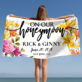 Honeymoon Gifts Personalized Asiatic Lilies Custom Strandlaken