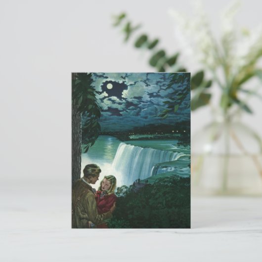  Honeymoon Love, Passen getrouwd op Niagara Herfst Briefkaart (Staand voorkant)