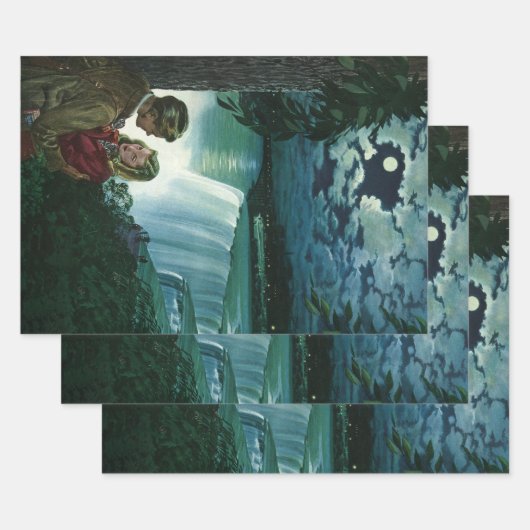 Honeymoon Love, Passen getrouwd op Niagara Herfst Inpakpapier Vel (Set)