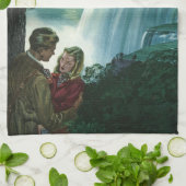  Honeymoon Love, Passen getrouwd op Niagara Herfst Theedoek (Gevouwen)