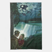 Honeymoon Love, Passen getrouwd op Niagara Herfst Theedoek (Verticaal)