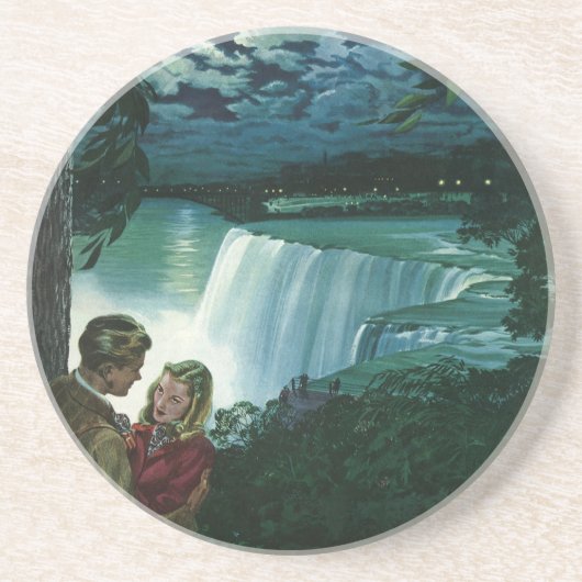  Honeymoon Love, Passen getrouwd op Niagara Herfst Zandsteen Onderzetter (Voorkant)