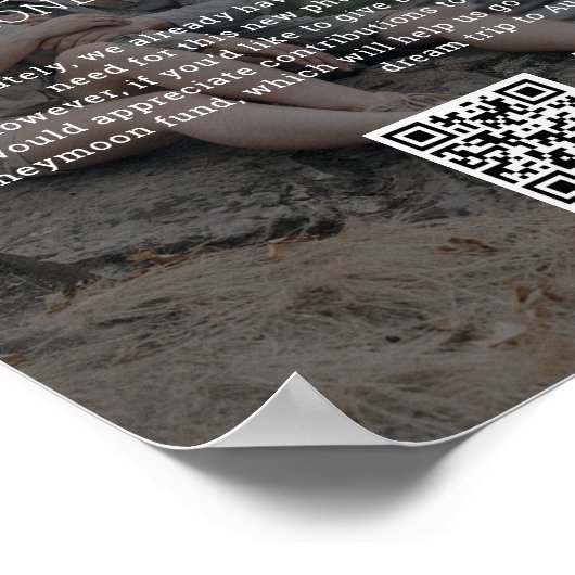 Honeymoon maakt moderne geldqr-codefoto poster (Hoek)