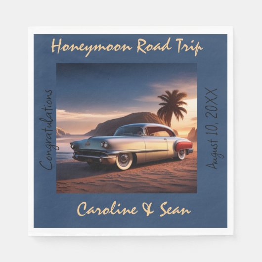 Honeymoon Road Trip Gefeliciteerd Servet (Voorkant)