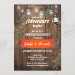 Honeymoon Shower Kaart<br><div class="desc">Honeymoon-douche met bijtend hout,  mason jar light,  greenery,  banner en  lantaarn lamp. Als u toegang wilt krijgen tot geavanceerde bewerkingsgereedschappen,  gaat u naar "Persoonlijk aanpassen" en vervolgens naar "Verdere" links aanpassen.</div>