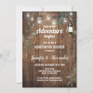 Honeymoon Shower Rustic Wedding Shower-uitnodiging Kaart