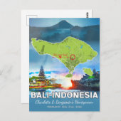 Honeymoon Vakantieherinneringen - Bali Indonesië K Briefkaart (Voorkant / Achterkant)