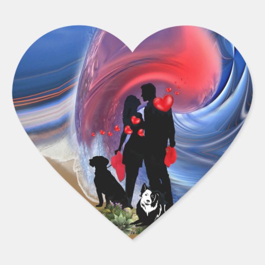 Honeymoon Valentijn koppel Hart Sticker (Voorkant)