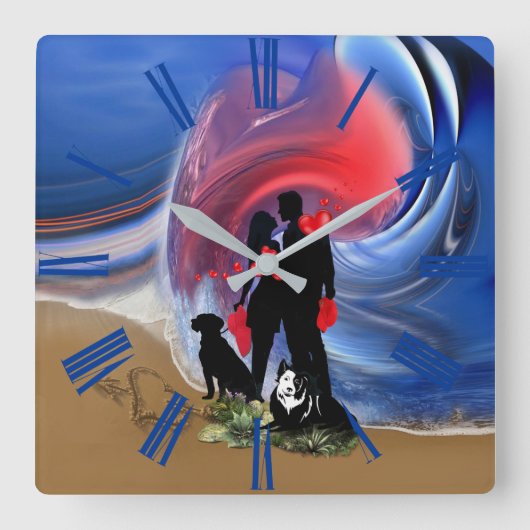 Honeymoon-Valentijn Vierkante Klok (Voorkant)
