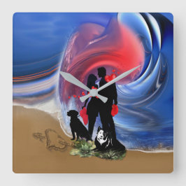 Honeymoon-Valentijn Vierkante Klok