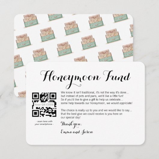 Honeymoon verzoek inser card bruiloft informatiekaartje (Voorkant / Achterkant)