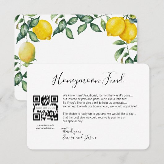 Honeymoon verzoek om kaartje voor bruiloft informatiekaartje (Voorkant / Achterkant)