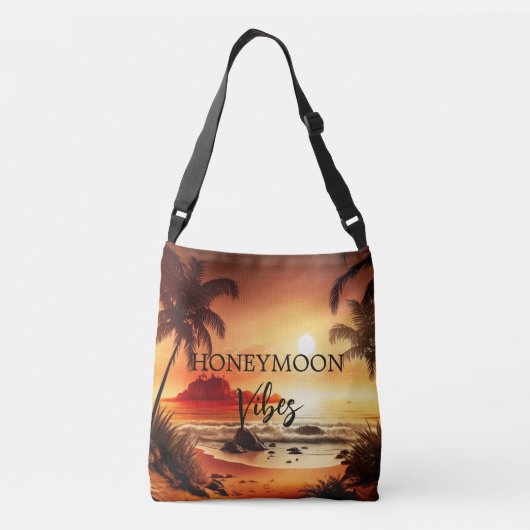 Honeymoon vibes tropisch zonnestrand crossbody tas (Achterkant)