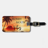 Honeymoon vibes tropische zonnestrandmaan bagagelabel (Voorkant horizontaal)