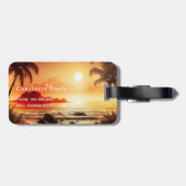 Honeymoon vibes tropische zonnestrandmaan bagagelabel (Achterkant horizontaal)