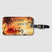Honeymoon vibes tropische zonnestrandmaan bagagelabel (Voorkant (horizontaal))
