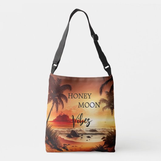 Honeymoon vibes tropische zonnestrandmaan crossbody tas (Achterkant)