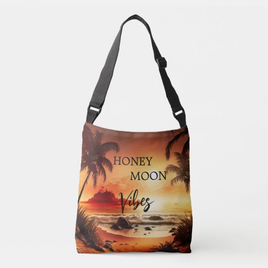 Honeymoon vibes tropische zonnestrandmaan crossbody tas (Voorkant)